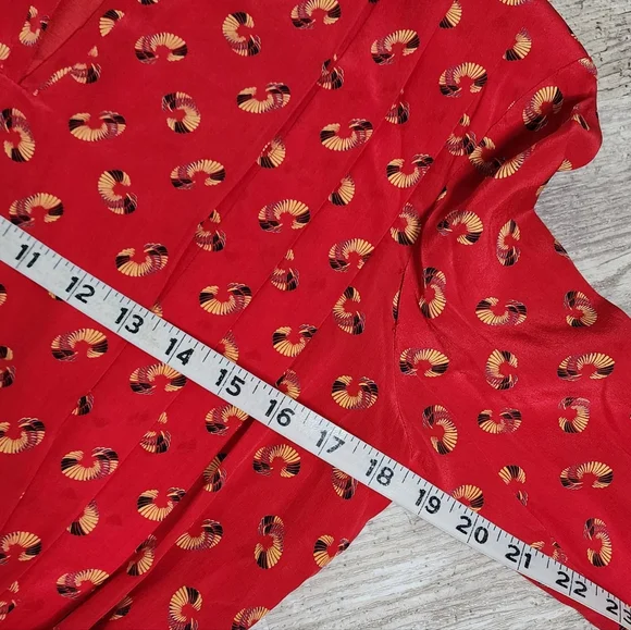 Salvatore Ferragamo Vintage Red All Over Print Dress 100% Silk 80s Size 44 - Picture 9 of 13